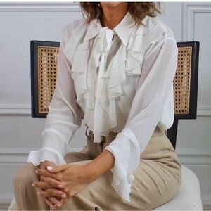 Zara ivory ruffle blouse